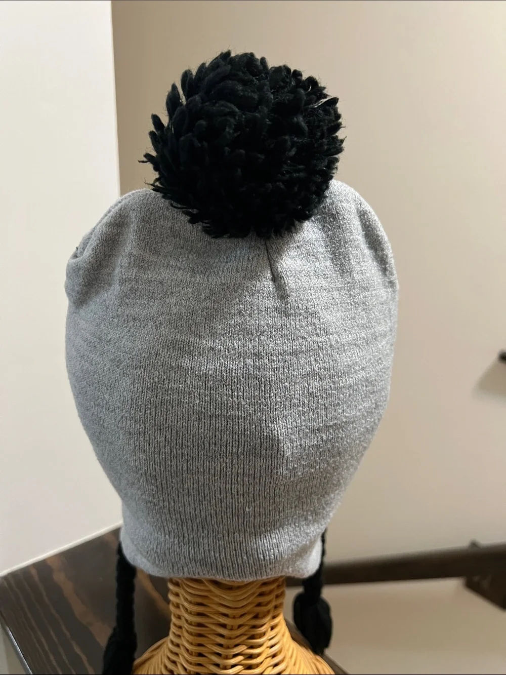 Kids Gray Mickey Mouse Pom-Pom Earflap Hat